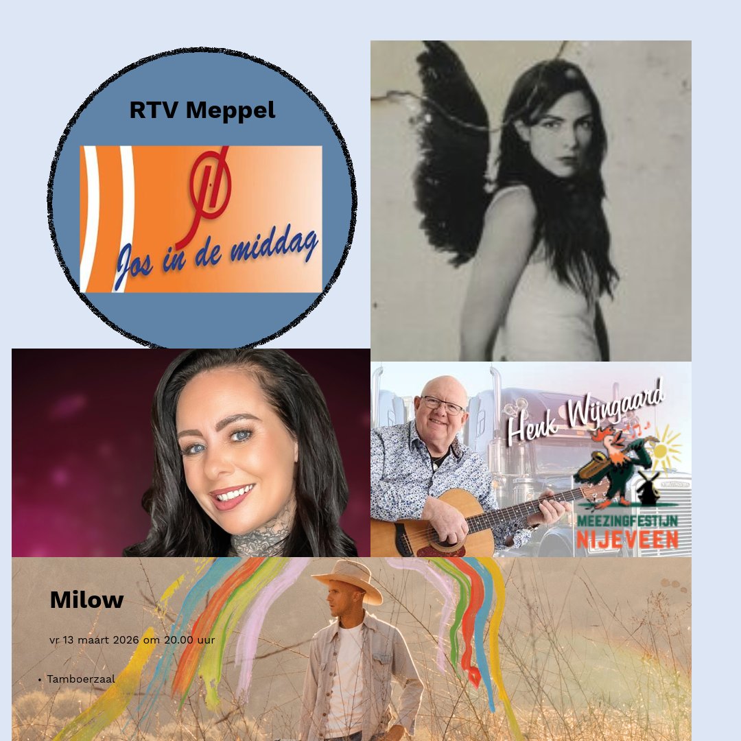 Er zit muziek in de vrijdagmiddagshow op RTV Meppel met deze vrijdag:
Caro en Wendy over hun nieuwe releases en ....

Caro verkocht met de act Caro Emerald miljoenen albums 

Wendy Haar nieuwe single “Jij Kan De Hele Wereld Aan” is geïnspireerd op haar leven met Peter (Gilles)
