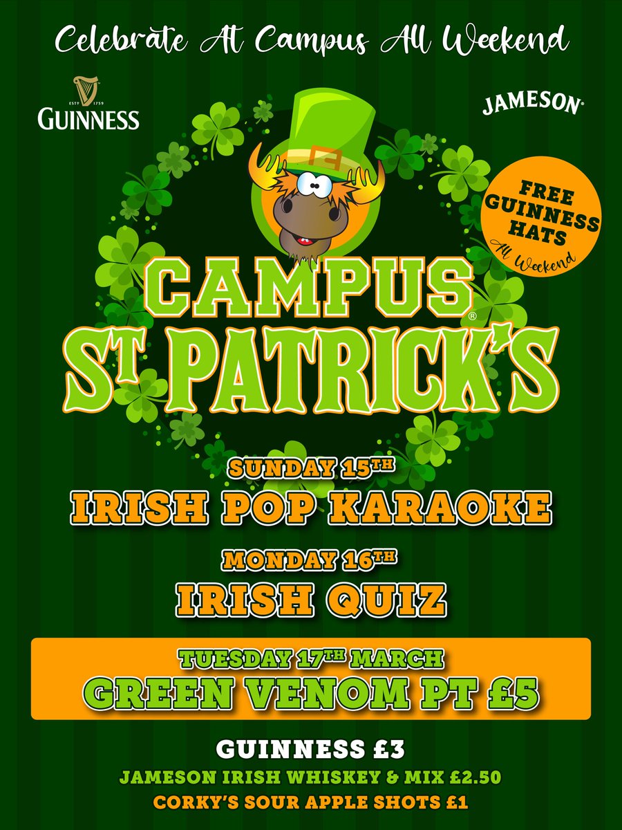 campusglasgow's tweet image. Campus is going GREEN this weekend 🍀🎉

Join us for the ultimate St. Patrick’s celebration — big beats, big vibes, and a little Irish luck. Don’t miss it! 🇮🇪🍻

Book your booths now using the link in our bio🔗

#stpatricks #campus #campusglasgow #glasgow #glasgownightlife