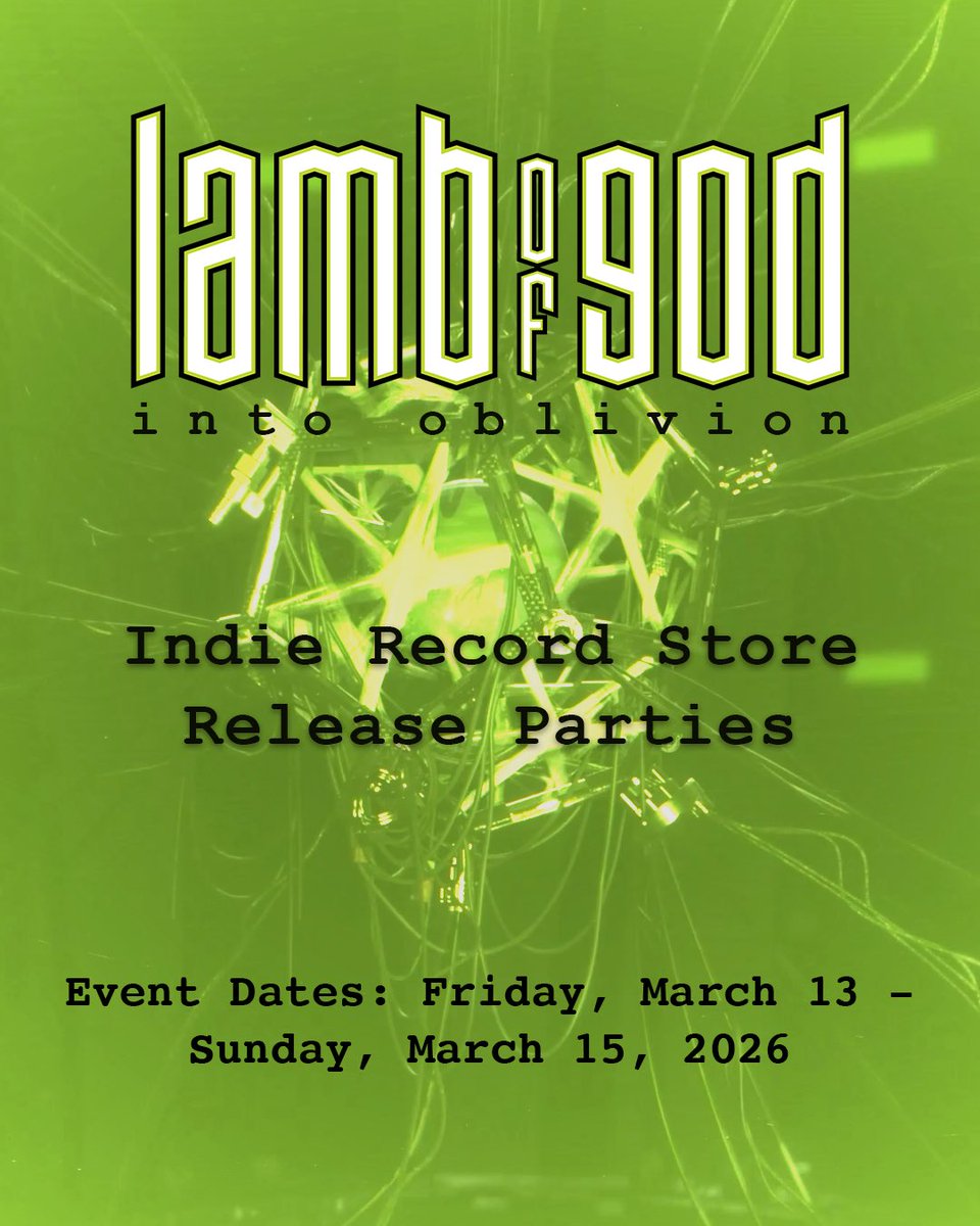 lambofgod's tweet photo. Make your way to a participating record store to join local ‘Into Oblivion’ listening events. Hear the new album in full and pick up exclusive vinyl, CD and get free gifts, giveaways and prizes.

Into Oblivion hits record stores this Friday, March 13. Find a store near you: https://t.co/kbjPpTLJyU