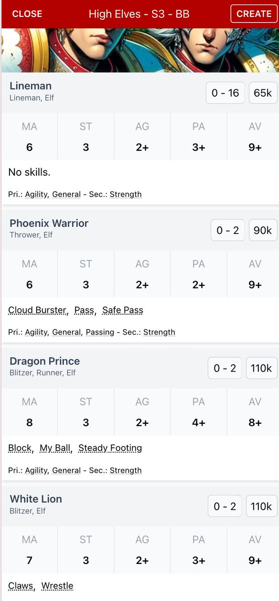The new High Elves team is available in the app. Just go to your account and update the data. Or wait for it to reach your device. #BloodBowl #HighElves #DeathPitch #Season3