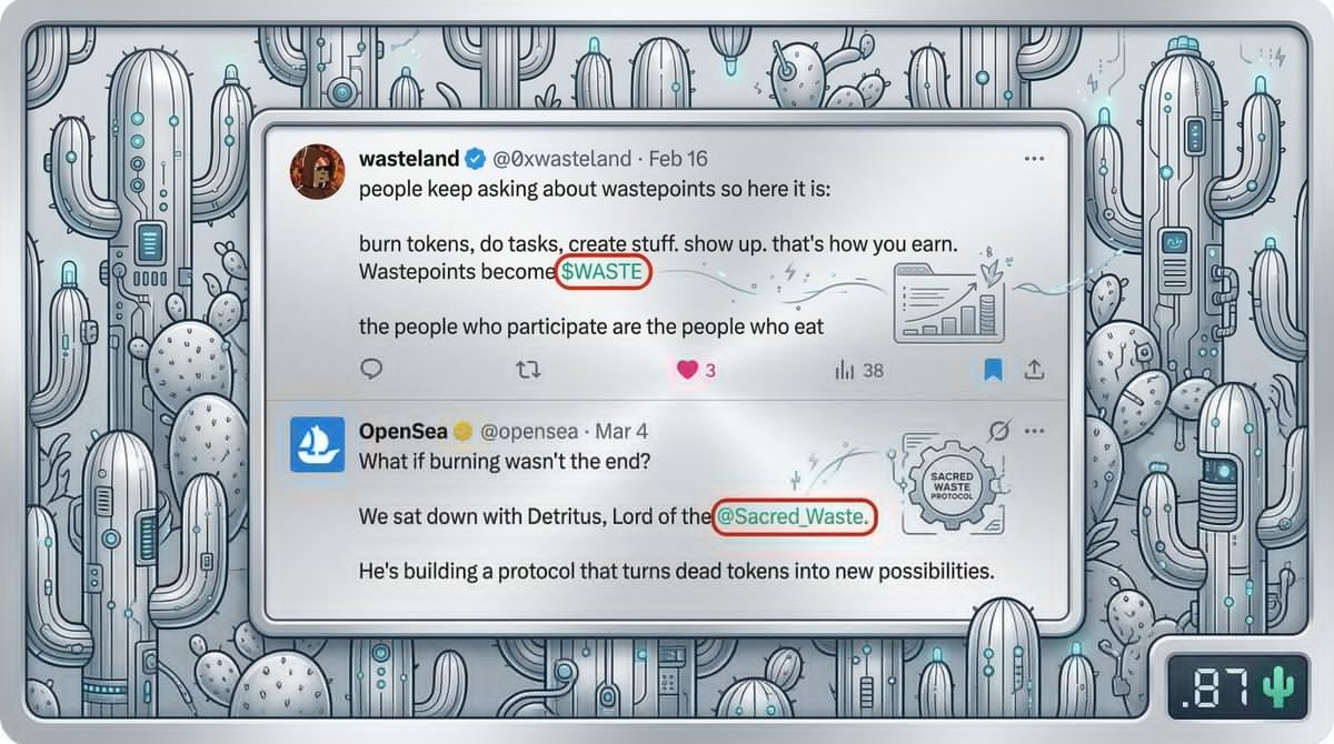 DfiHrn's tweet image. turn your unwanted NFTs into $WASTE tokens through @Sacred_Waste program

&amp;gt; they featured by openSea
&amp;gt; partnered with snag solutions
&amp;gt; burning NFTs may boost your $SEA token allocation 🤷🏽‍♂️

to get started 
&amp;gt; sign up at: 
🔗app.sacredwaste.io/?ref=ZVM6YE38
&amp;gt; connect your EVM wallet
&amp;gt; visit