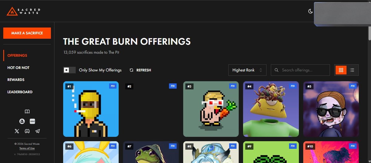 DfiHrn's tweet image. turn your unwanted NFTs into $WASTE tokens through @Sacred_Waste program

&amp;gt; they featured by openSea
&amp;gt; partnered with snag solutions
&amp;gt; burning NFTs may boost your $SEA token allocation 🤷🏽‍♂️

to get started 
&amp;gt; sign up at: 
🔗app.sacredwaste.io/?ref=ZVM6YE38
&amp;gt; connect your EVM wallet
&amp;gt; visit