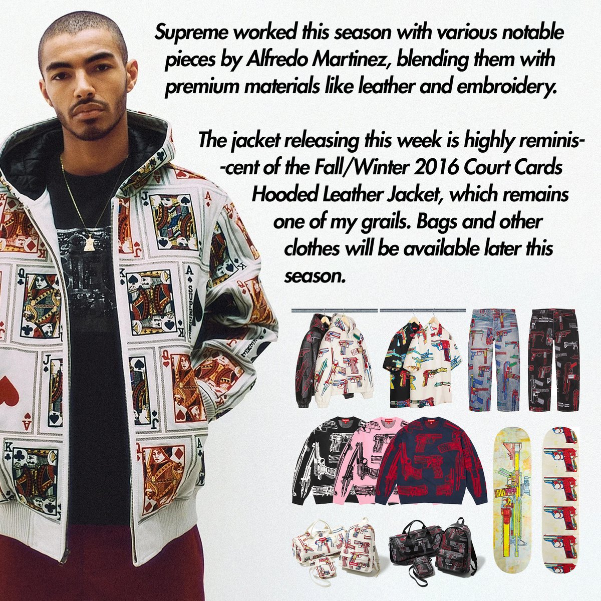 Supreme worked this season with various notable pieces by Alfredo