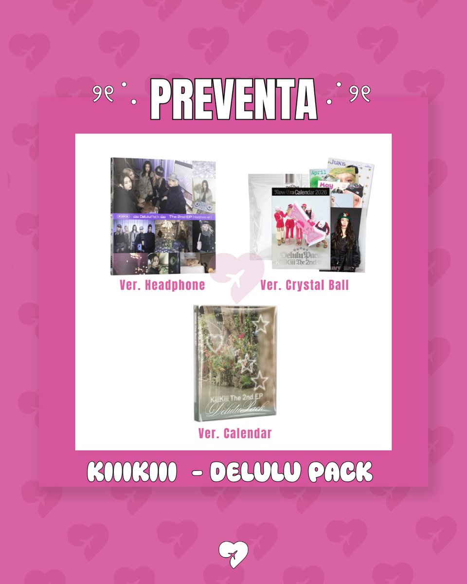 doramakp1's tweet image. 🎉 [PRE VENTA] – #KIIIKIII - DELULU PACK 🩷

DELULU PACK Ver. Headphone 
*Precio: S/105.00
🏷 RESERVA CON S/35

DELULU PACK Ver. Crystal Ball 
*Precio: S/105.00
🏷 RESERVA CON S/35

DELULU PACK Ver. Calendar 
*Precio: S/105.00
🏷 RESERVA CON S/35

#kpopmerch #doramakp