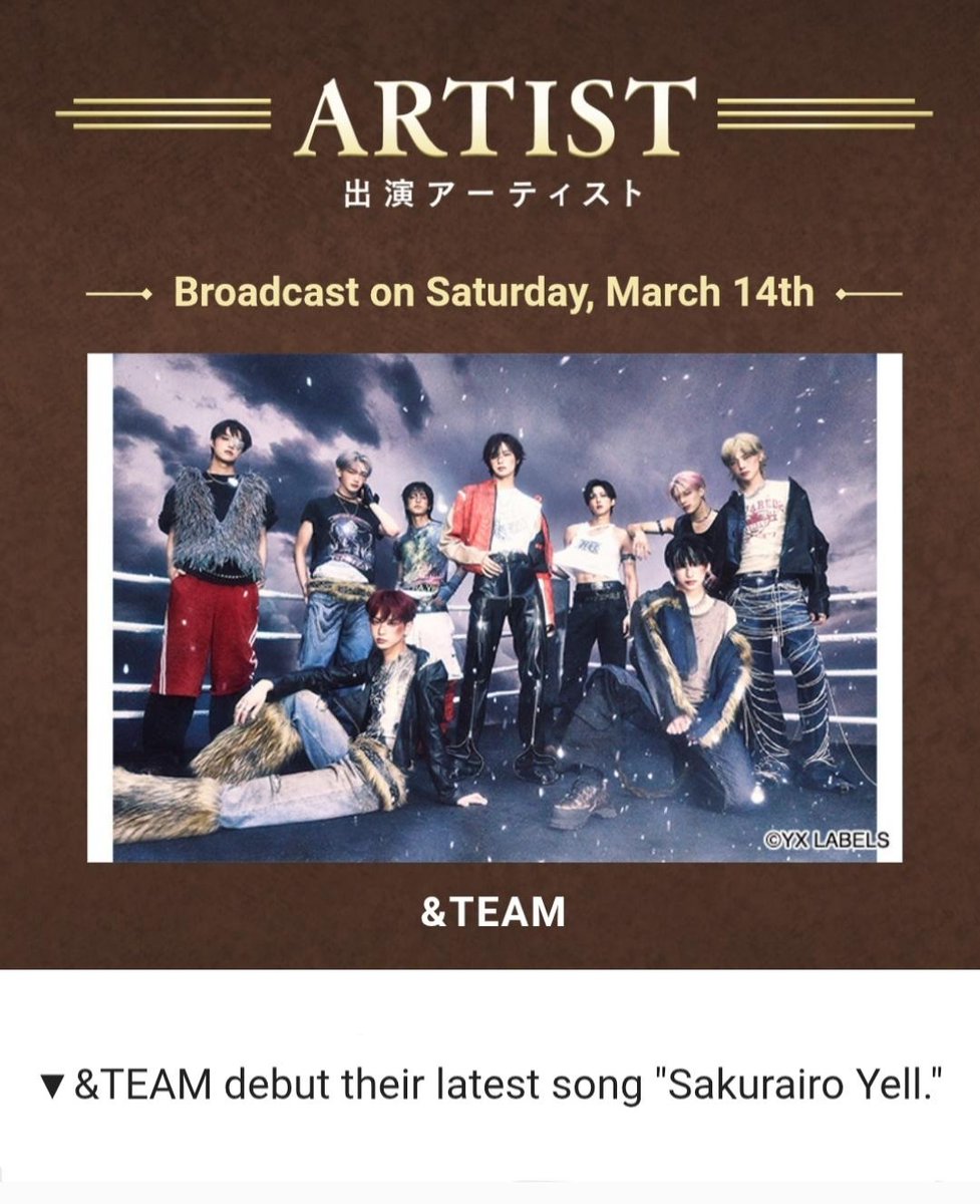Just 2 Days Left for &amp;TEAM to perform their new track “桜色Yell” for first time on NTV 'with MUSIC'! 📅⏱️

#桜色YELL 🌸 #withMUSIC 
#andTEAM <a href="/andTEAM_members/">&TEAM</a>