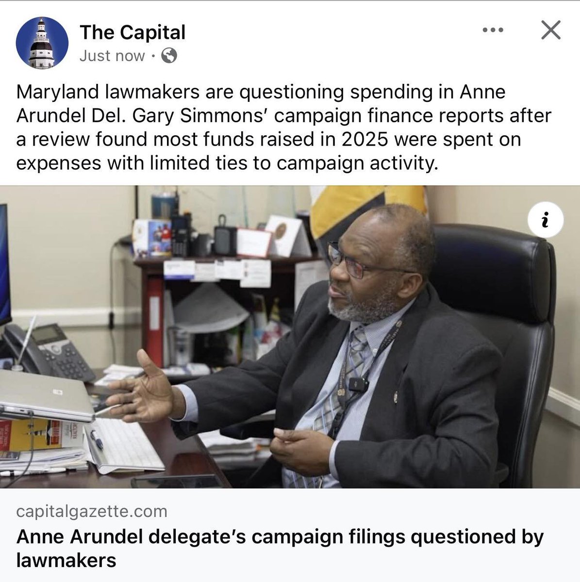 JoshSeefried's tweet photo. Anne Arundel county Maryland again… and he’s not gonna be the last here in Maryland that has finances being scrutinized… the details:

Raised $28,000

Only 14% of the spending appeared directly tied to campaign activity:

- $1,296 at the Beau Rivage Resort & Casino in Biloxi, Mississippi
- $6,622+ on out-of-state travel
- Two medical office copays