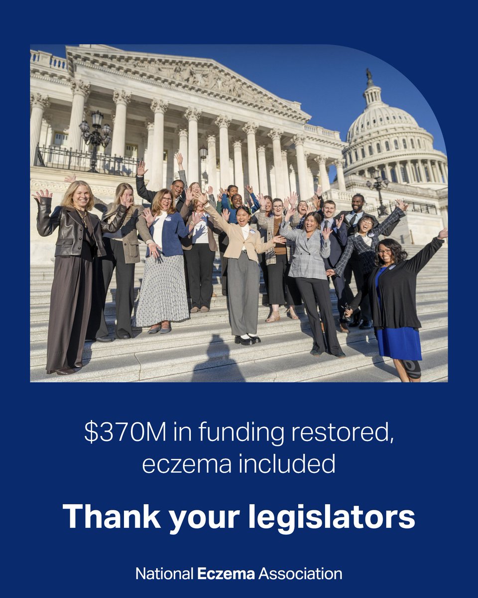 nationaleczema's tweet photo. Because of your advocacy, #EczemaResearch is once again eligible for #DoD PRMRP funding. Now let’s secure FY2027 funding. Thank the legislators who helped secure this victory & urge continued support: https://t.co/iLJshXvRY8
#NEAAmbassador https://t.co/yMobxPcKJs