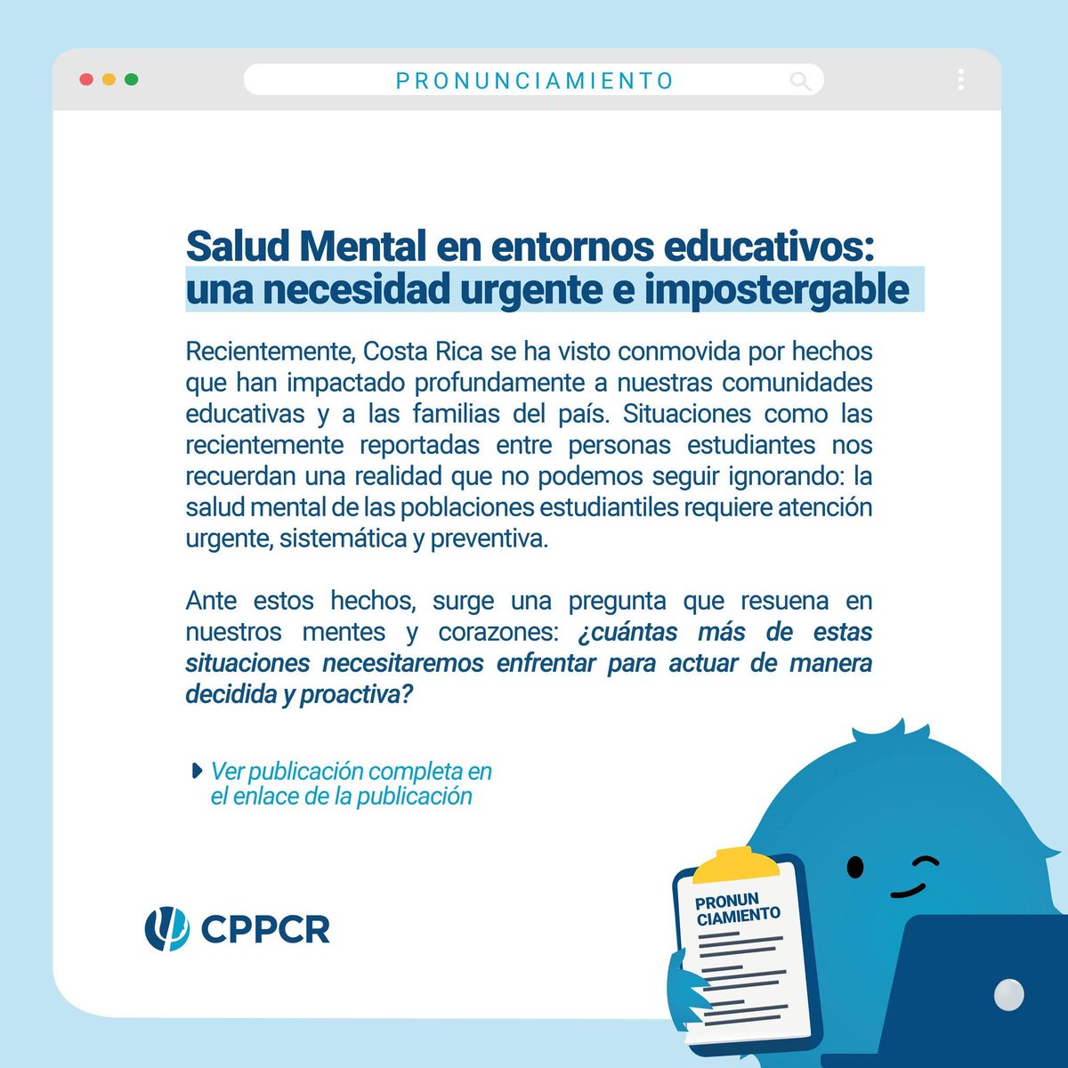 Paug15's tweet photo. Salud Mental en entornos educativos: una necesidad urgente e impostergable
Lea la nota completa en: https://t.co/xQHIlx1lhW https://t.co/CkT1q1COLf