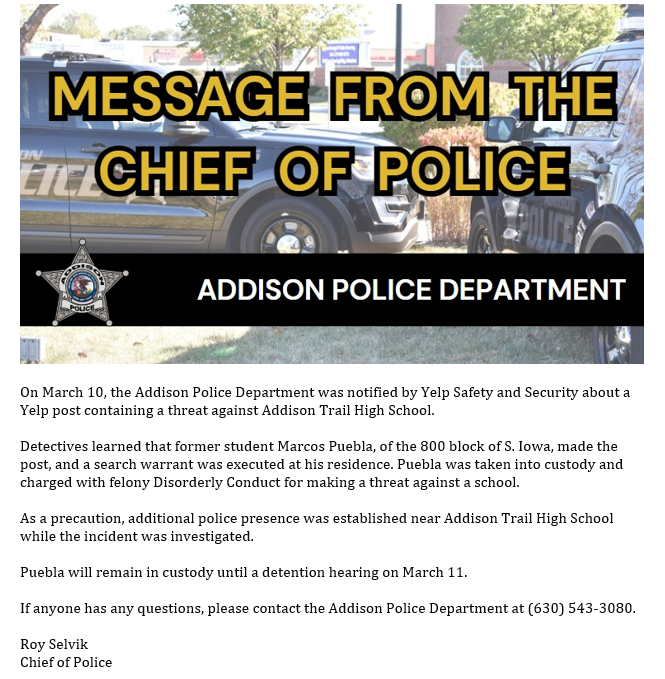 Addison Police tweet media