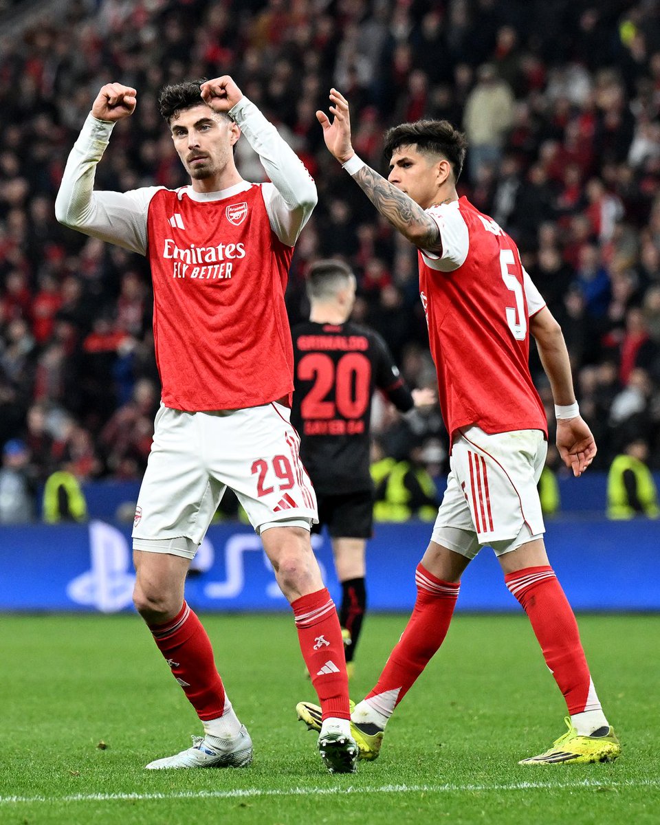 🔴 <a href="/Arsenal/">Arsenal</a> draw 1-1 with Bayer Leverkusen in their Champions League Round of 16 first leg!

Kai Havertz scored an 89th-minute penalty against his former club 🎯