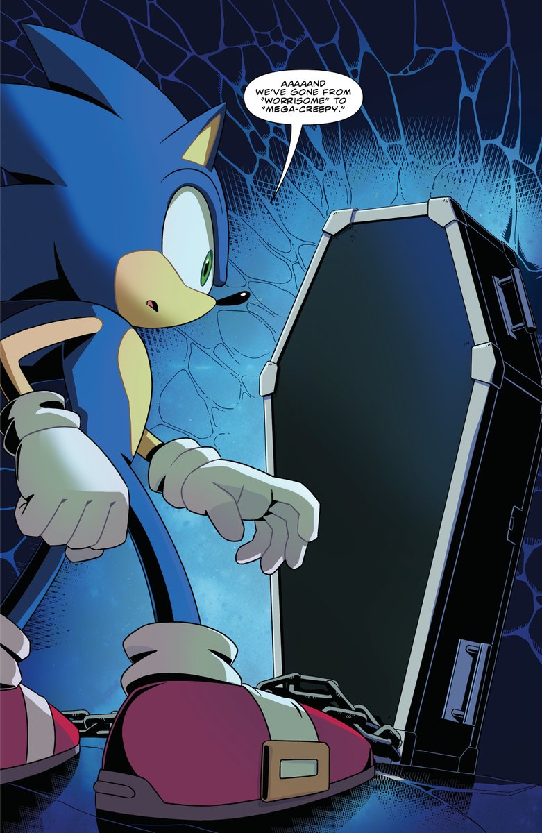 IDWPublishing's tweet image. In their quest to find #MetalSonic, the now-trapped Sonic, Belle, Motobud, and Sage discover that someone has used stolen Dr. Eggman tech to take control of creatures.

Sage and Belle must work together when Sonic becomes trapped.

#SonicTheHedgehog #85 is at comic shops!

#NCBD