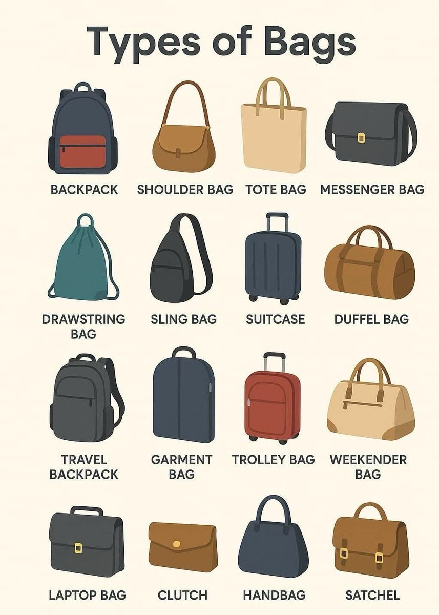 DPOSTS2's tweet photo. Types of Bags 💼 https://t.co/mGmVESY1cS