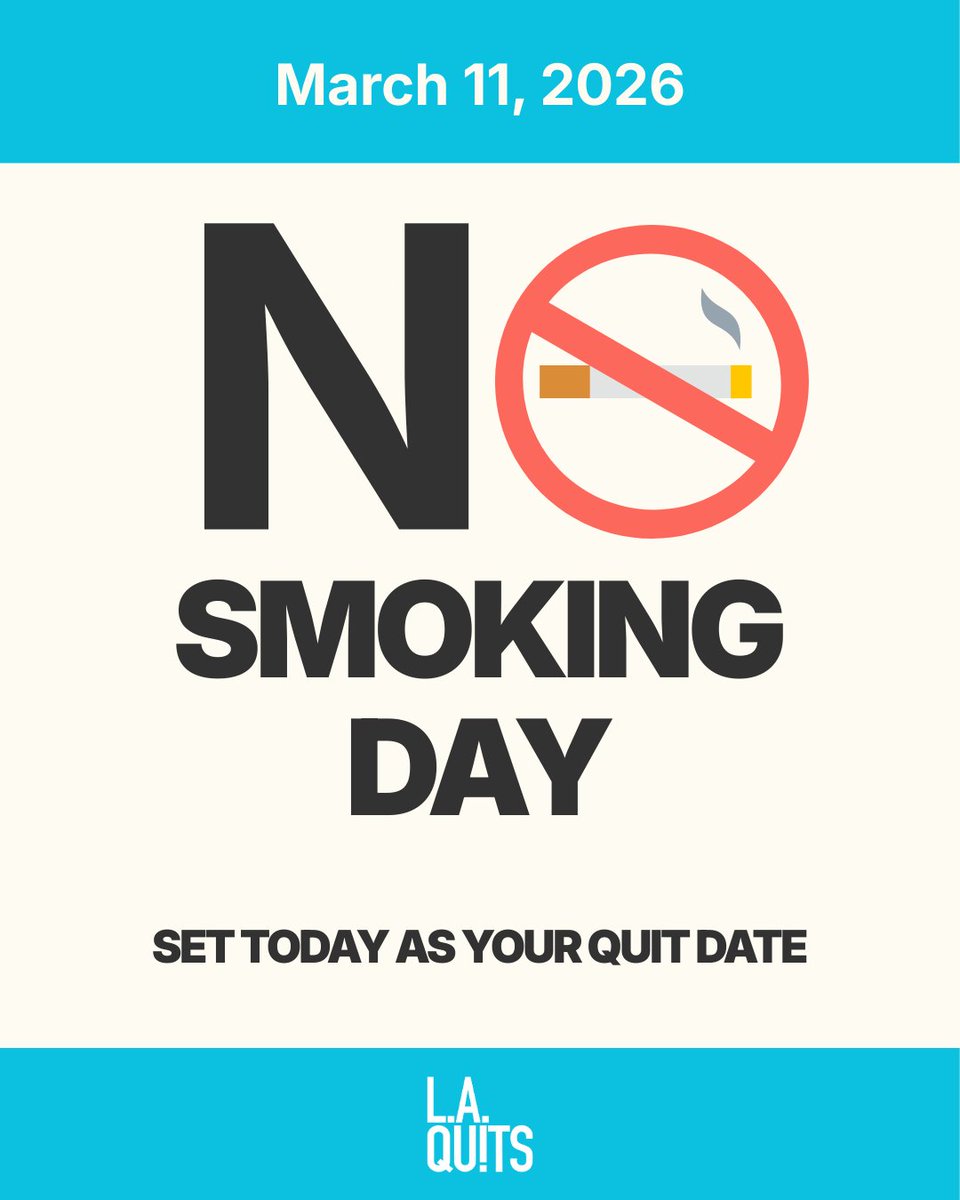 LAQuits's tweet photo. Make "No Smoking Day" the day you quit smoking. Try these tips to help you stay smokefree. 
#NoSmokingDay #NeverStopQuitting #QuitSmoking #SmokeFree #NicotineFree #TobaccoFree https://t.co/9dt1qG9nkj