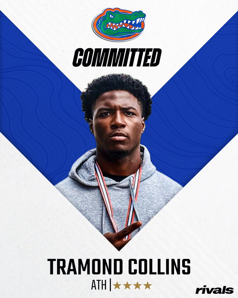Rivals's tweet photo. 🚨BREAKING🚨 4-star ATH Tramond Collins has committed to Florida, @Hayesfawcett3 reports🐊

Read: https://t.co/Xh27yBKE4F https://t.co/AAtlH5N53X