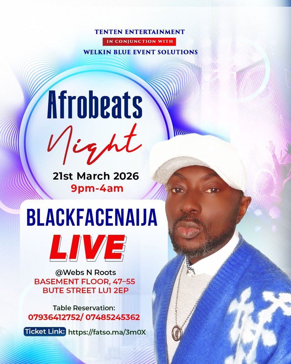 websNroots's tweet photo. Join us on the 21st March for an electrifying performance @ Webs N Roots Luton https://t.co/oiBglkkQYv