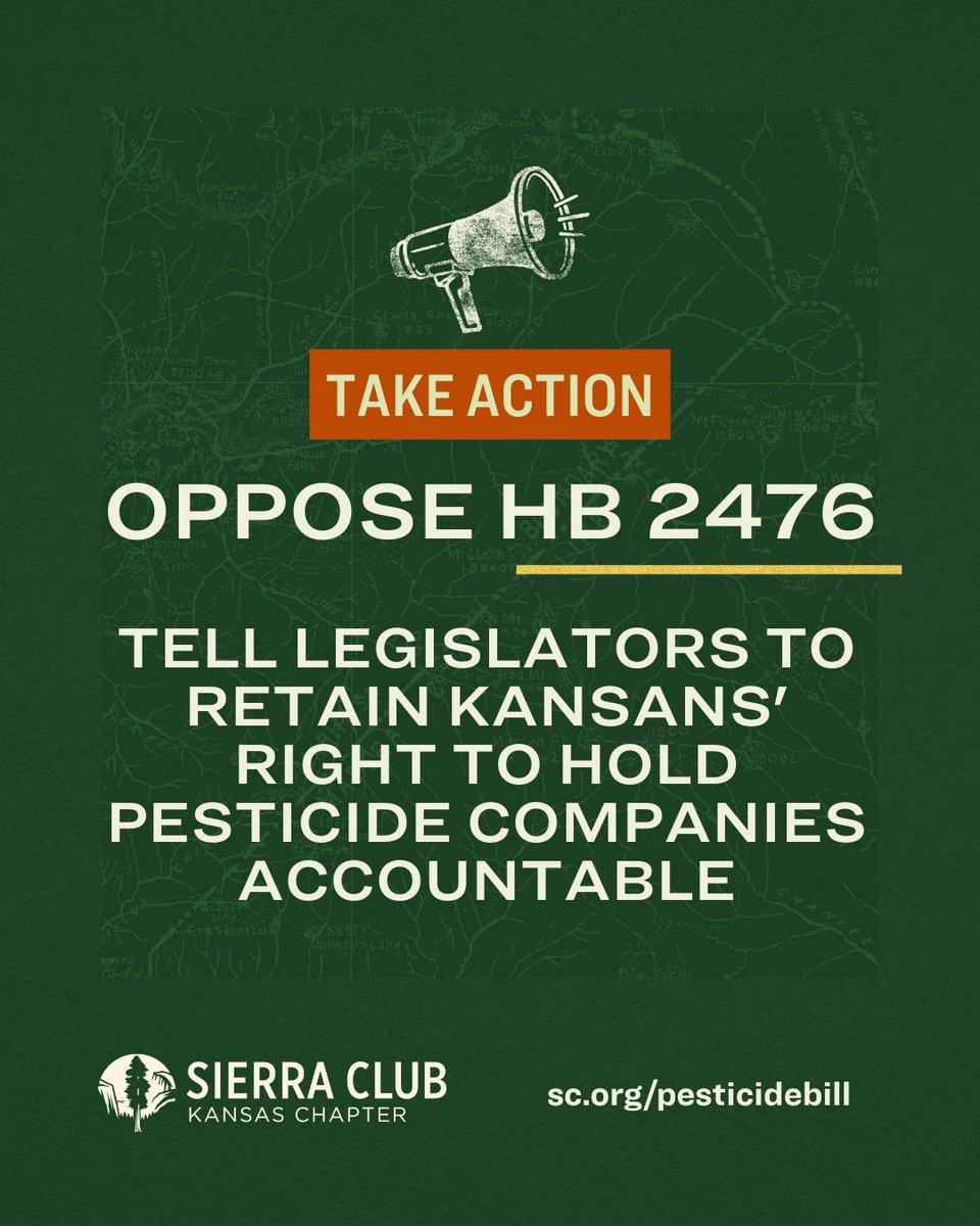 ⚠️ We expect the Senate Committee to vote on this TOMORROW ‼️⚠️ 

Call your senators📞🙏 or sign our letter 👉📝💻

🌐 sc.org/pesticidebill

#SierraClubKansasChapter #SierraClub #Kansas #protectenvironment #KSlegislation