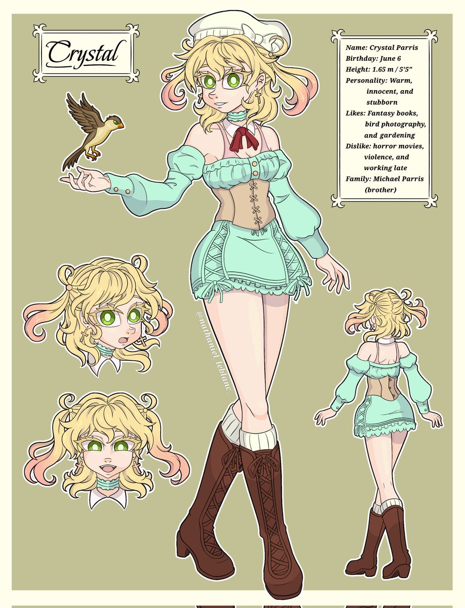 nathaniel_blanc's tweet photo. (Eng/Esp) Crystal Parris (character concept for an original story)
A gentle and warm girl who loves nature and fantasy books… but carries a destiny she doesn’t yet understand.
This is part of a larger project inspired by angelic mythology.

#characterdesign #ocart #digitalart https://t.co/fk8pqKu3C5