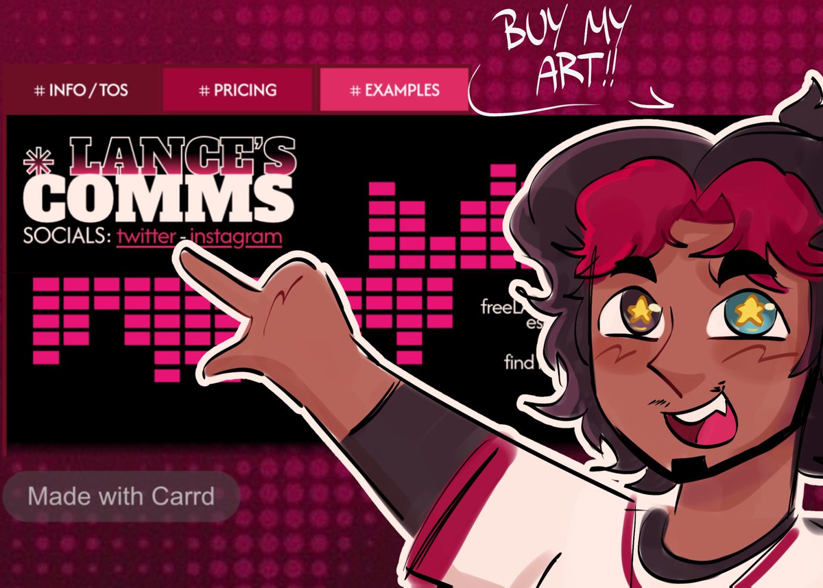 I have big news, I NOW HAVE A C0MMISSION CARRD!! (。•̀ᴗ-)و ̑̑✧

I also introduced THREE new c0mm options for you all to check out! 

Please let me know what you all think! Your feedback is important to me, and I appreciate you all so much! 

lancecomms.carrd.co/#