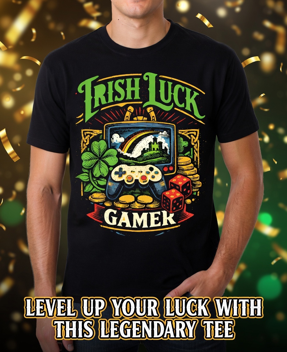 TrendSpawnStyle's tweet photo. Roll the dice on style! 🎲🍀 This bold green Irish Luck Gamer print fuses St. Paddy's luck with gamer essentials: epic controller, gold piles, shamrocks, and a lucky rainbow castle view. Your new fave tee for game nights! RT if you're claiming this luck!

Shop: https://t.co/eT91YR7YDX

#IrishLuckGamer #GamingMerch #StPatricksDay #PrintOnDemand #Amazon #GamerLife #LuckyGamer #IrishGaming #PODMerch #GamerApparel