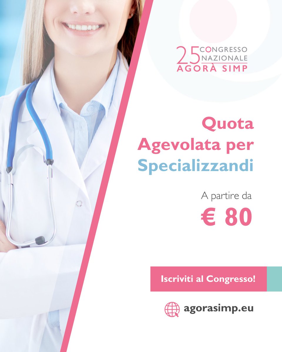 SIMPerinatale's tweet photo. Specializzandi in #MedicinaPerinatale?

Ad #AgoraSIMP 2026 potete partecipare al Congresso con una quota agevolata di € 80!

✅ E con il pacchetto Congresso + 1 Corso avete anche accesso a uno dei corsi teorico-pratici.

🎟️ Iscriviti adesso!
👉 https://t.co/cD5dUI5Lpg https://t.co/a7mmZ4FbCK