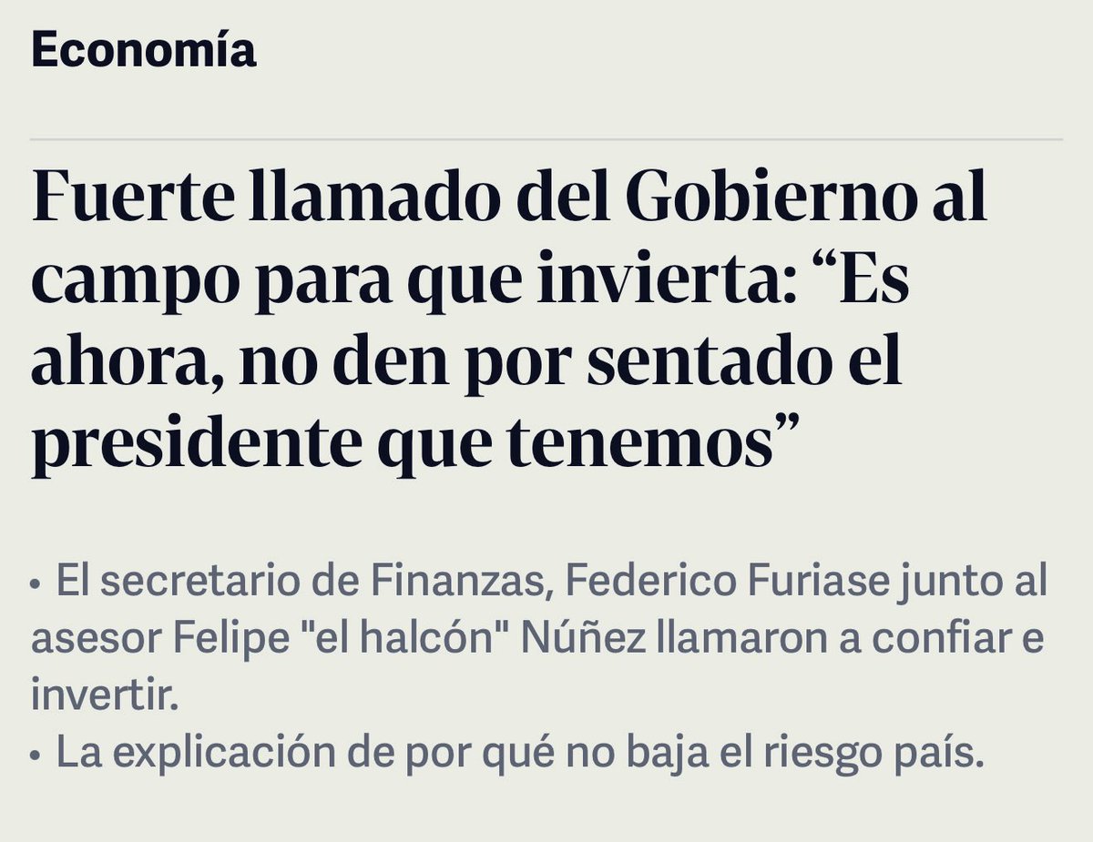 MartinLitwak's tweet photo. Vengan de a mil, pero este es el PEOR mensaje que un gobierno puede dar a un inversor.

Decirle en la cara a alguien que invierta ahora porque luego puede venir un presidente que cambie las reglas de juego o tenga otras prioridades es lo último que alguien con dinero para invertir quiere escuchar.

Un gobierno debe transmitir, en todo momento y lugar, la mayor seguridad jurídica y la mayor previsibilidad posibles.