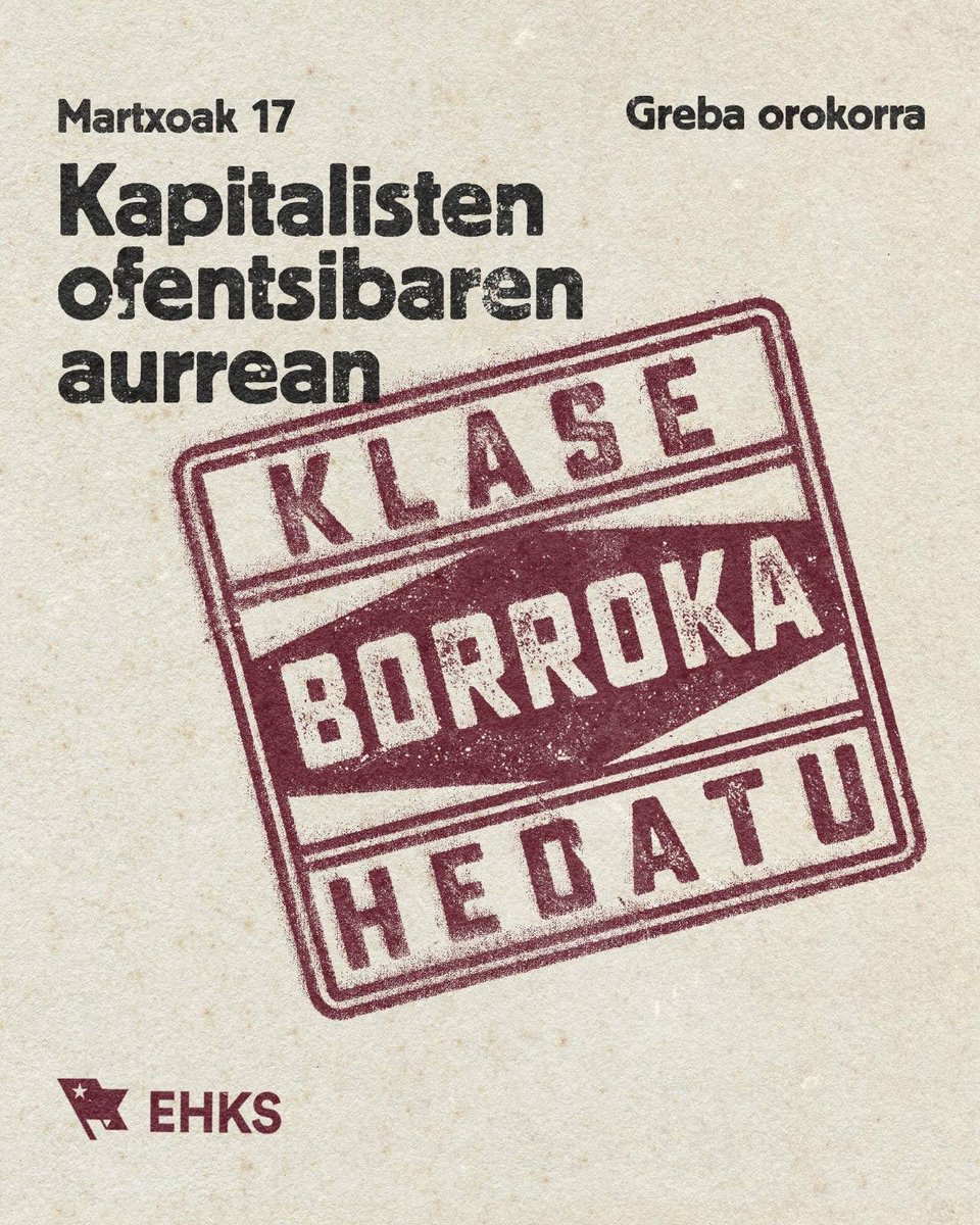 Kapitalisten ofentsiba gogortzen ari da bere dimentsio inperialistan: nagusitasuna mantentzeko Ekialde Hurbilean gerra zoroa abiatu dute AEBk eta sionistek. Europan ere,  soldaten aurkako neurriak gogortzen ari dira.  Langileriak aurrera pausu bat emateko unea da.