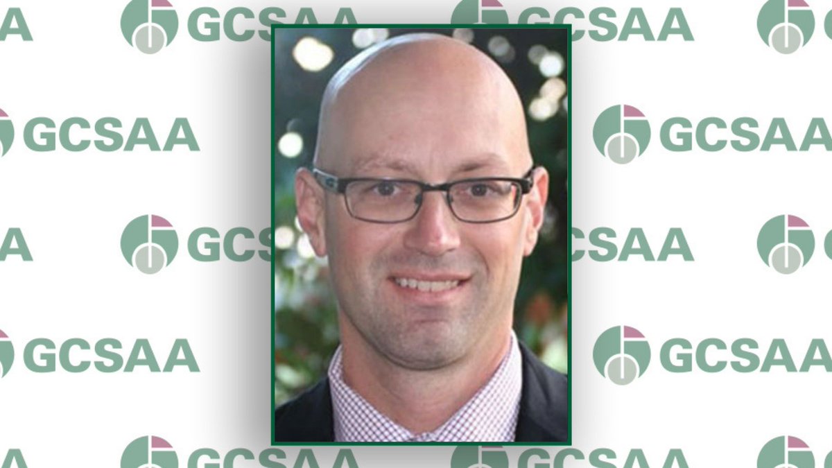 GCSAA's tweet photo. Ryan Standifird, golf course superintendent at @LongbowGolfClub in Mesa, Ariz., and Kurtis Wolford, director of golf course maintenance at both Ancil Hoffman Golf Course in Carmichael, Calif., and Campus Commons Golf Course in Sacramento, Calif., have received Grassroots Ambassador Leadership Awards for their #GolfAdvocacy efforts. This award is presented in partnership with @TheToroCompany.  https://t.co/b88izO2k14