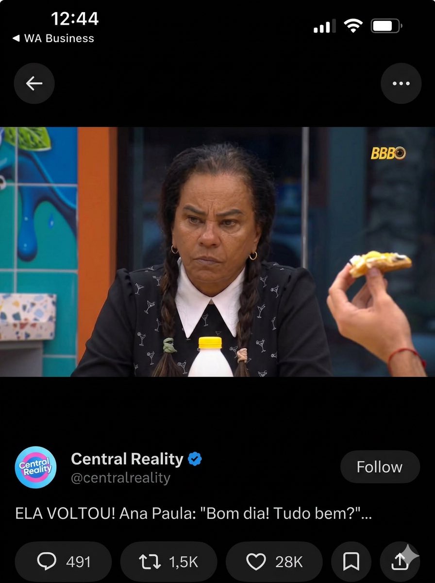 rafaeldemedi's tweet photo. @centralreality Hoje não teve bom dia de Solange Addams #BBB26 https://t.co/MC1VbXbXed