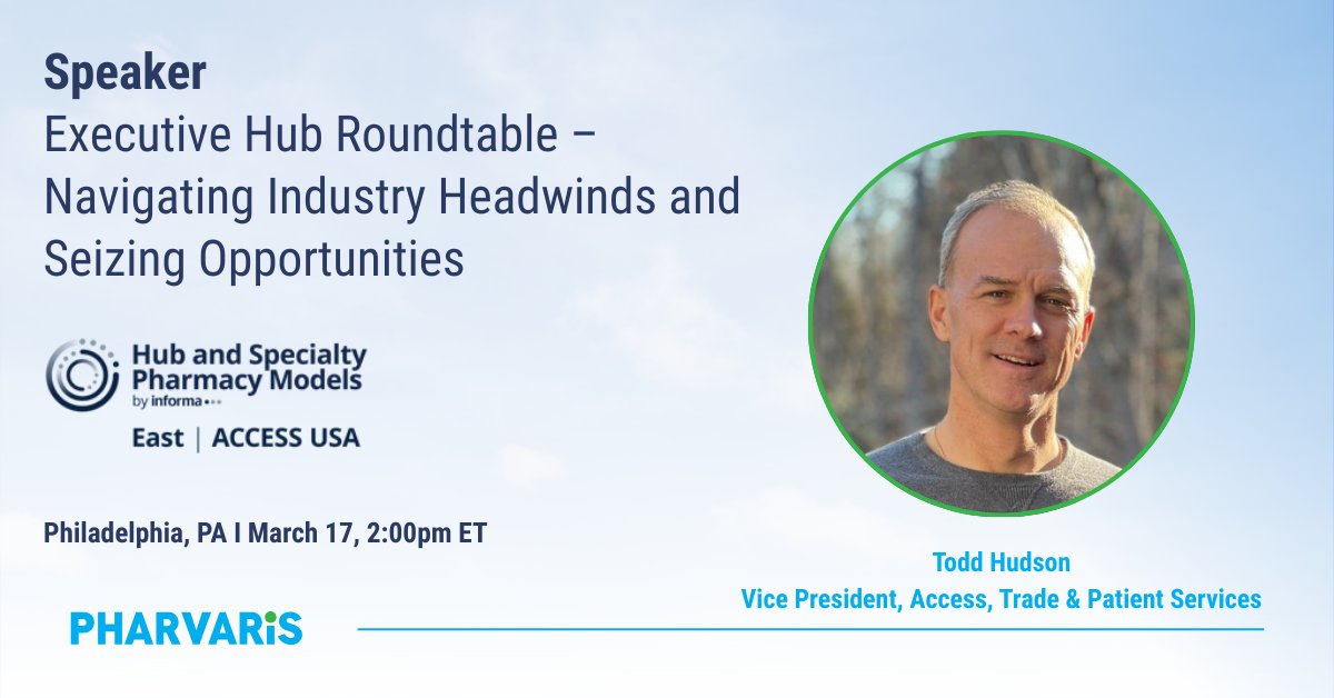 pharvaris's tweet photo. Are you attending Informa’s #HubEast2026? Don’t miss our Vice President, Access, Trade &amp; Patient Services, Todd Hudson, who will be taking part in a Roundtable, “Navigating Industry Headwinds and Seizing Opportunities”, on March 17, at 2p.m. ET. See more: https://t.co/xNw5BOZDPu https://t.co/gTYlIgqdGn