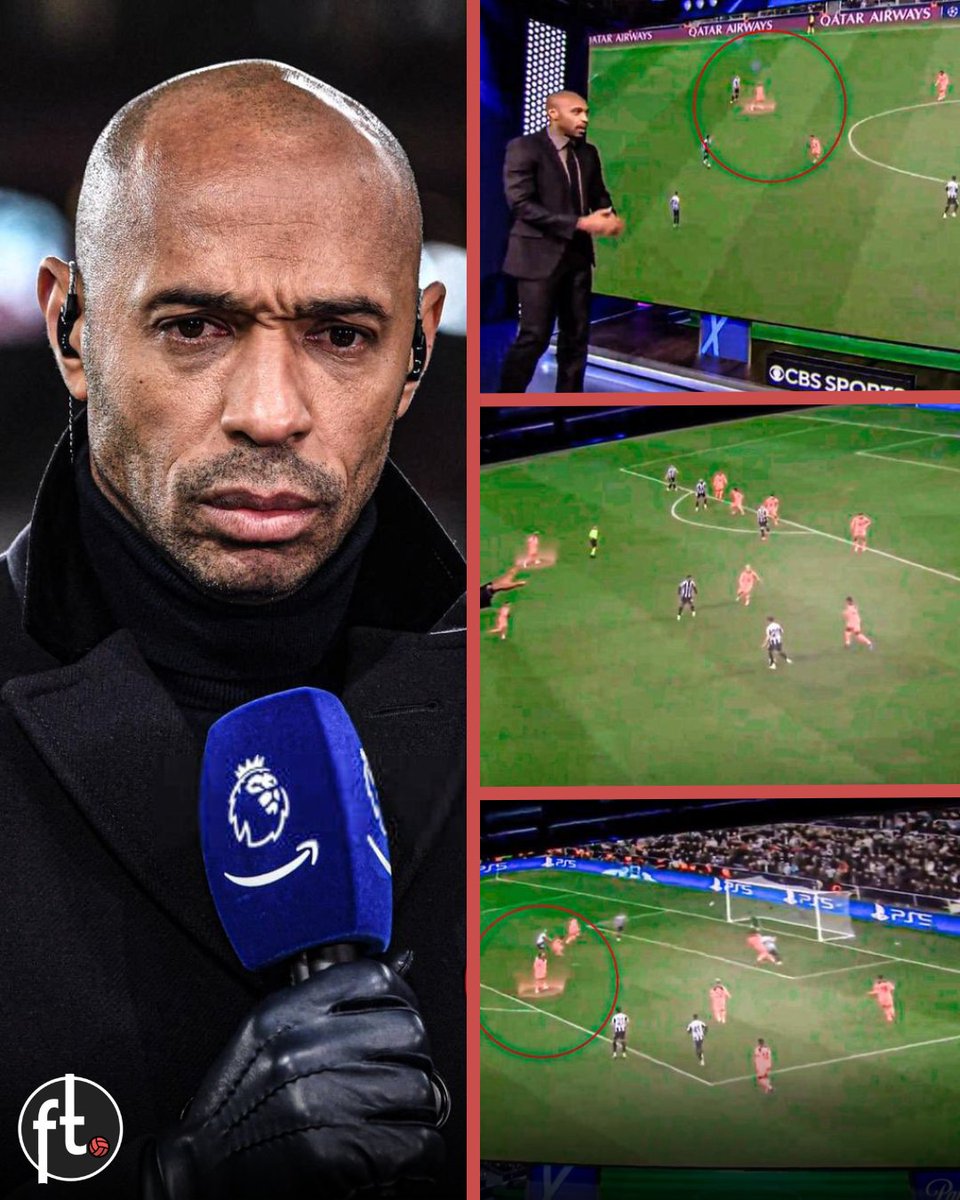 Footballtweet's tweet photo. 🧠🇫🇷🇺🇾 Thierry Henry analyses Ronald Araújo's responsibility in Newcastle's goal against Barcelona in the Champions League:

"I want to show you Araújo, he was the right back for the night. He's not where he's supposed to be.

Newcastle has the ball, so you're away from home, you're fighting, you're not playing well. Lamine is MISSING. So Raphinha drops back and is playing as right back.

Now look at the communication, Araújo still HASN'T RETURNED, he could have run back at that moment and gotten into position. He had time.

The cross comes in and THERE'S NOBODY THERE. And I don't care what people say. A 0-0 is fine, you didn't have a good game, but you give them the chance to go 1-0 up by hesitating."

🎥 @CBSSportsGolazo