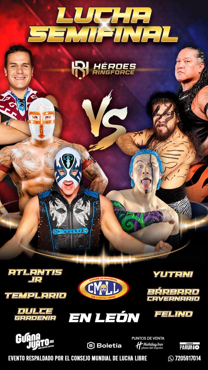 HRingforce's tweet photo. Gran Lucha Semifinal 
19 de Marzo 7:30pm
Palenque de La Feria de León
@CMLL_OFICIAL @AtlantisJr48701 @Yutani_Luchador #cmll #leon #mexico #LuchaLibre #luchalibremexicana https://t.co/YrumIloB0y