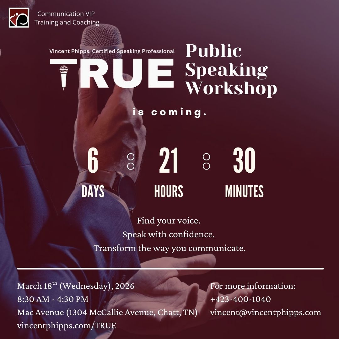 VincentPhipps's tweet photo. The countdown is on: less than a week until you transform your communication skills!
Seats are limited—don’t let this opportunity pass. Register now for the TRUE Public Speaking Workshop.
Register here: https://t.co/NwyUBtWSe7 https://t.co/ApMgsaIyQc