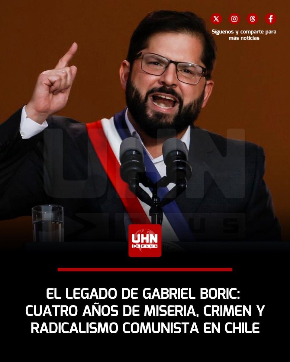 🎯 Más claro imposible
 "El legado de Gabriel Boric : cuatro años de miseria, crimen y radicalismo comunista en Chile" 

 #CambioDeMando