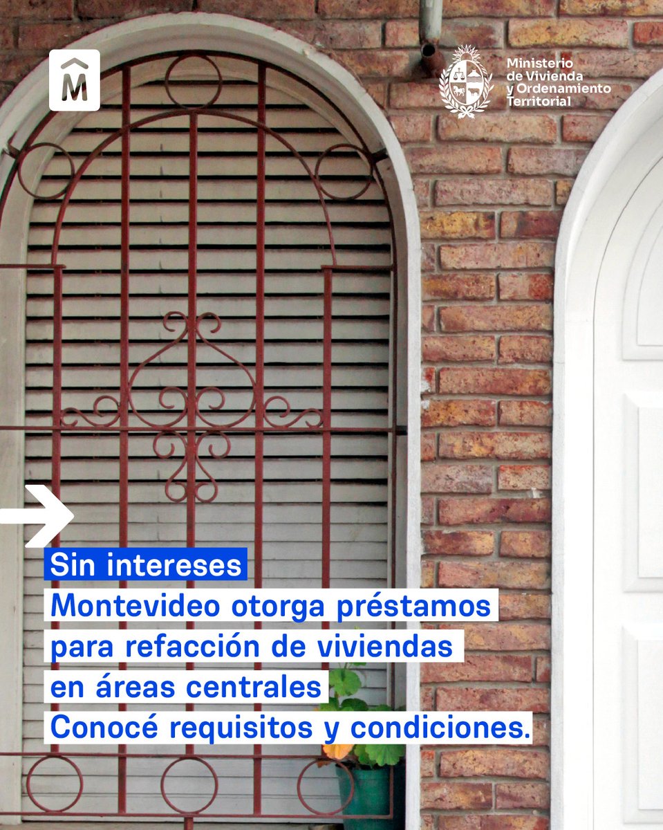 montevideoIM's tweet photo. #MejoraTuVivienda 🏡

Hasta el 31 de marzo está abierto el llamado para acceder a préstamos, subsidios y/o asesoramiento técnico destinados a realizar mejoras o refacciones en tu hogar🔑

👉 Viviendas dentro de los municipios B, C, CH, D y E
+ info 📲 https://t.co/Um1CYLZXFZ https://t.co/5MMMqpsMdo