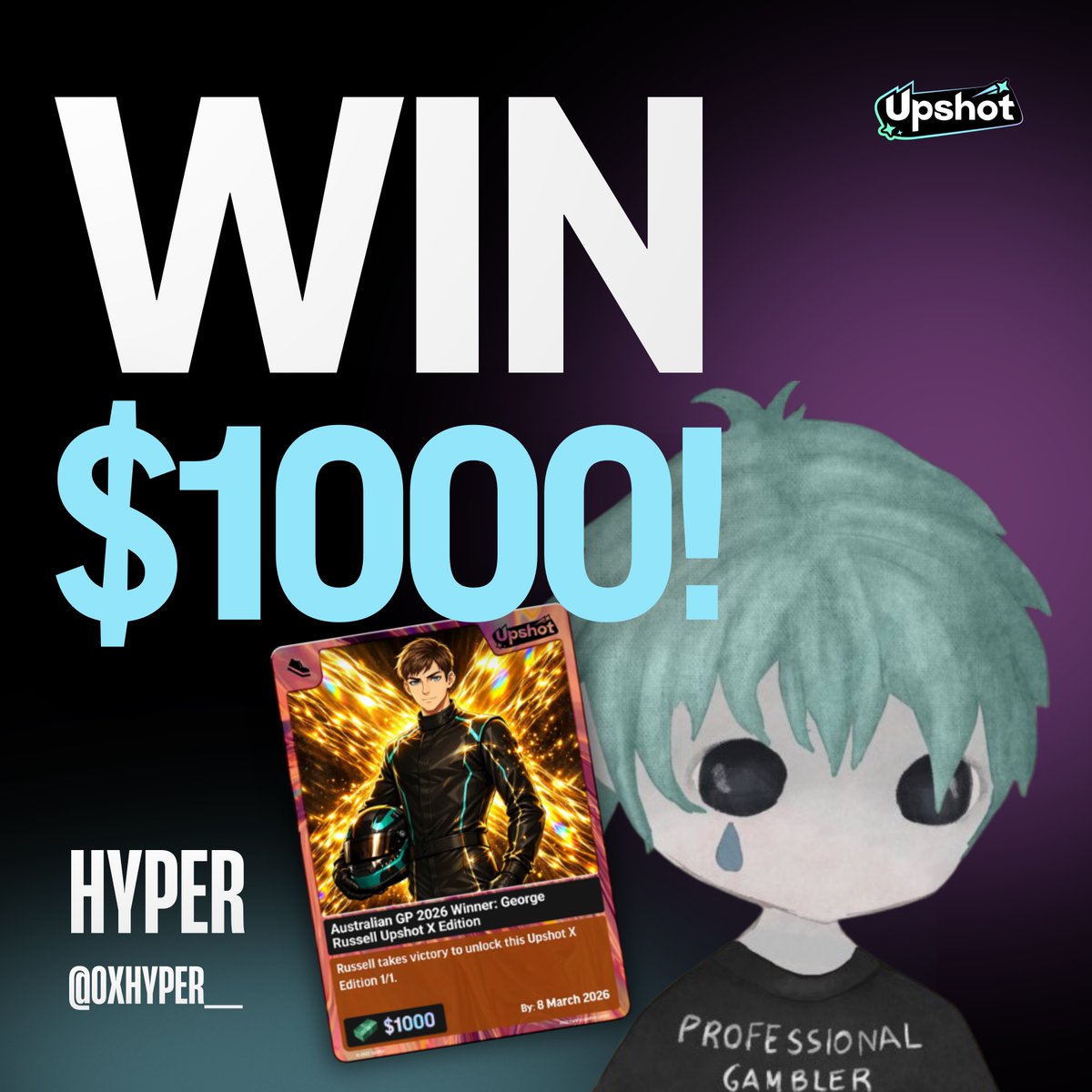 GG's in the chat for <a href="/0xHyper__/">Hyper</a> 

One of our biggest wins to date!

Pulling the 1:1 Russel to win Australian GP grail saw him flip a $5.65 pack rip into a $1000 cash prize.

Be more like Hyper 🐐 

What you waiting for? More F1 packs are live rn with HUGE prizes up for grabs.