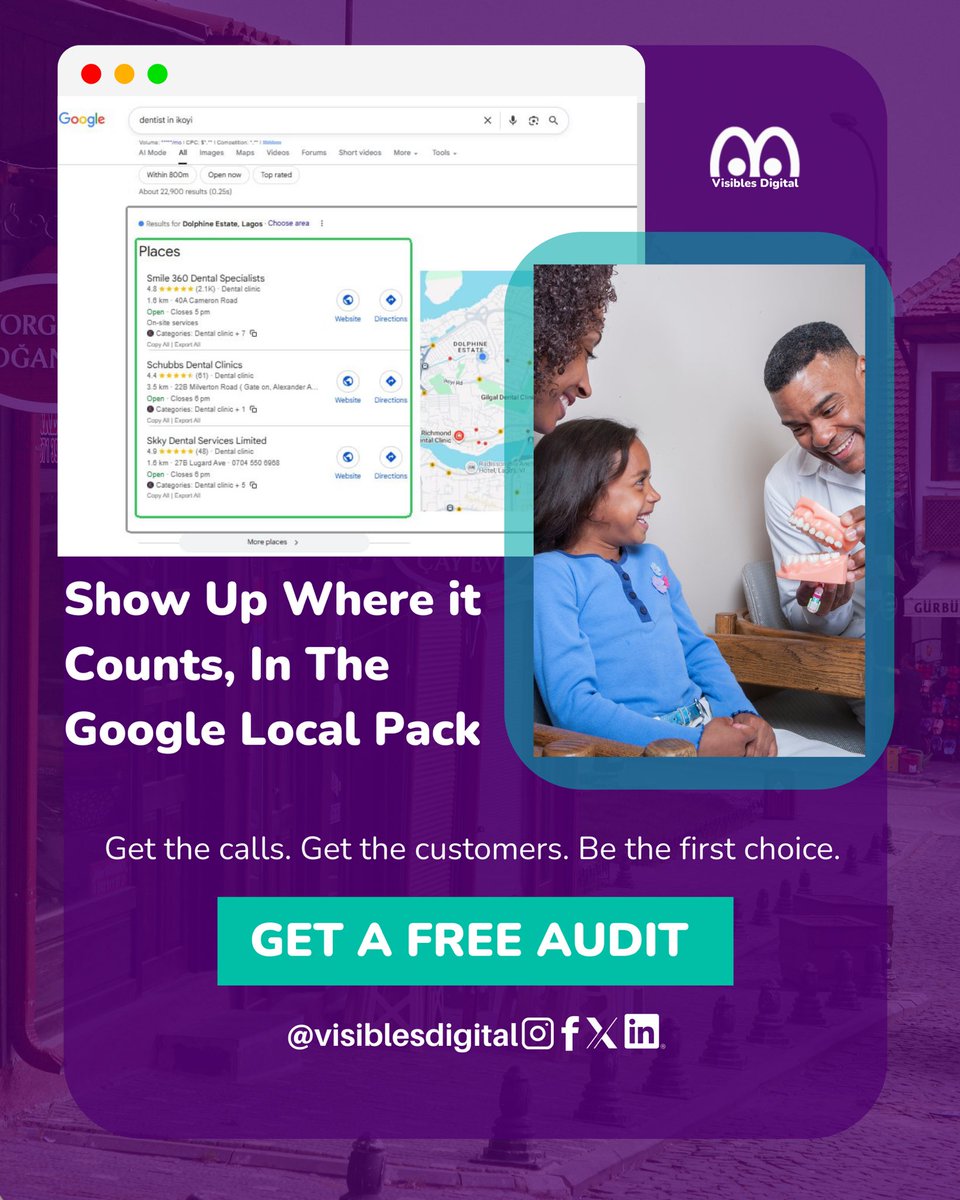 visiblesdigital's tweet photo. Want more customers for your business?

Then your business needs to show up where customers are searching — The Google Local Pack.

#localseoexpert #googlebusinessprofileexpert #googlemybusinessexpert #freegoogleaudit #googlemaps #googlelocalpack #businessowners #visiblesdigital https://t.co/anz27caHYJ