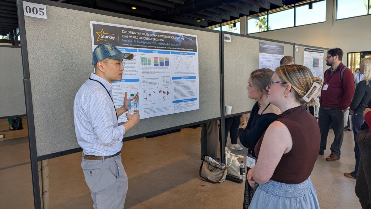 SaraBurdak's tweet photo. @StarkeyHearing has a world-class research team dedicated to advancing evidence-based innovation in hearing healthcare, and I was proud to see them presenting at the annual meeting of the American Auditory Society. https://t.co/S25ErvWp2t