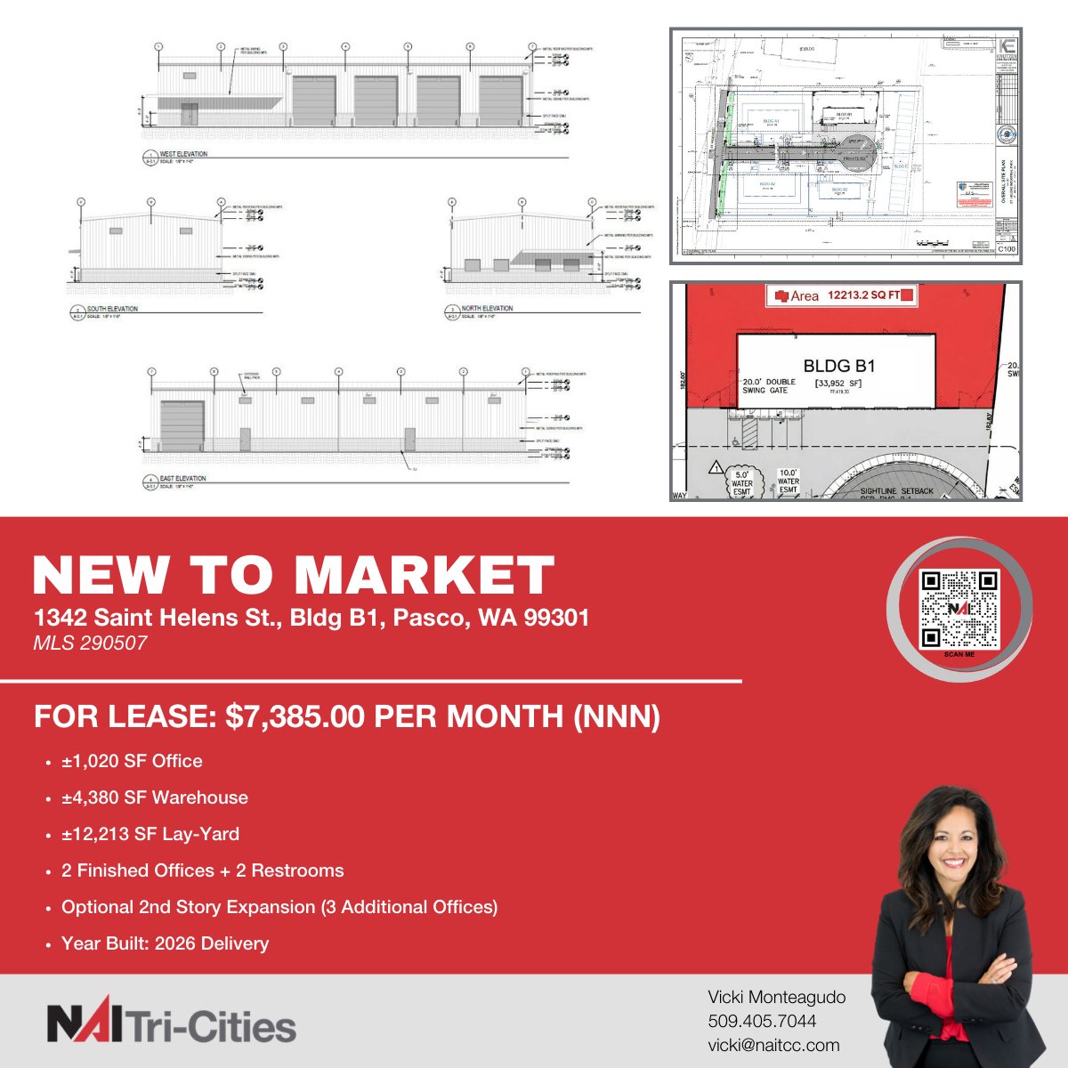 1342 Saint Helens St., Bldg B1, Pasco, WA 99301​

📞 Contact Vicki Monteagudo at NAI Tri-Cities for more details: ​
📩 Vicki: vicki@naitcc.com | ☎️ 509-405-7044  
🌐 View Listing: 1l.ink/7DHDTFR​

#NAITCC #NewToMarket #PascoWA #CRE #NAITriCities #NAIGlobal