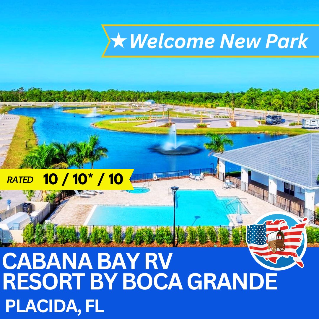 PassportAmerica's tweet photo. 🌅 Located in Placida, Florida, Cabana Bay RV Resort by Boca Grande is a perfect getaway along Florida's Gulf Coast close to world-renowned beaches, championship fishing spots, top-notch golfing, and more. Amenities include spacious sites, resort-style pool & spa, clubhouse, pickleball, and daily activities/events. 🌴

🔗https://t.co/NxCH9kwMVo