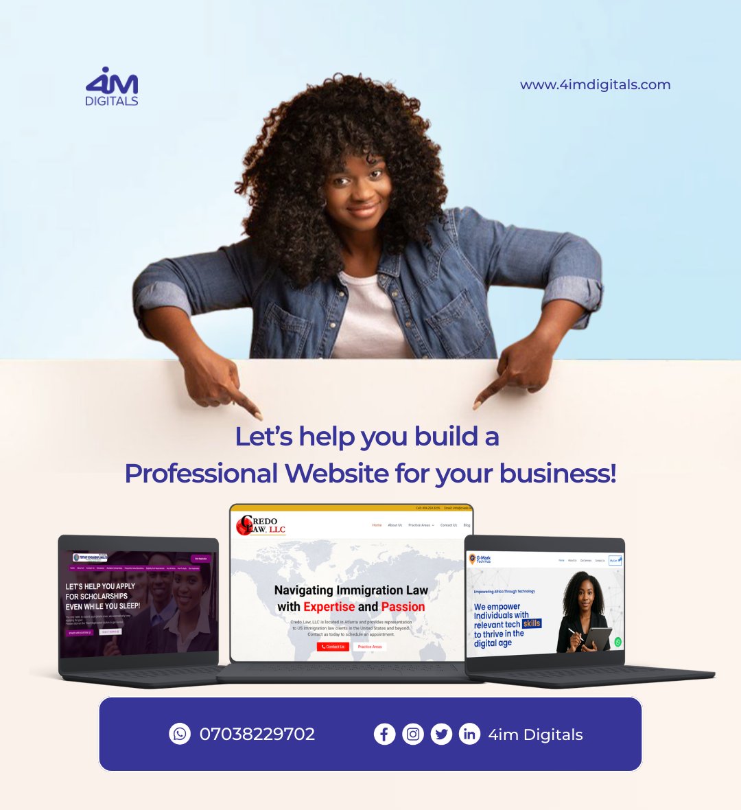 4imDigitals's tweet image. Digital Marketing helps businesses get seen, build trust, and attract customers online.

One powerful tool that helps achieve this is a Professional website.

Swipe through to understand why your business needs to be visible online.

#4imdigitals #4im #Website #businesswebsite