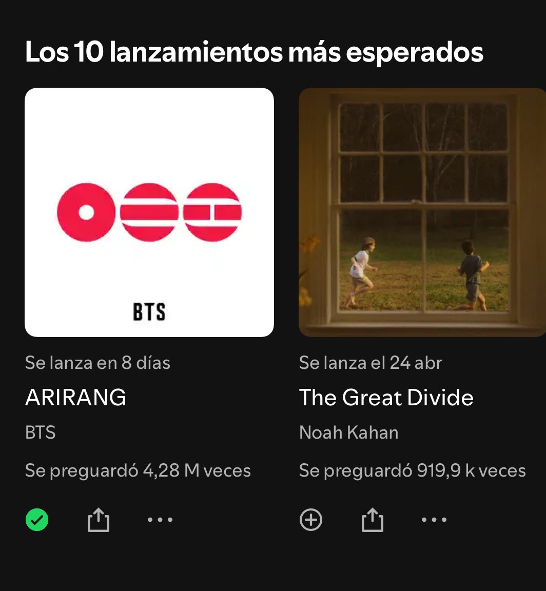🚨 DIFUSIÓN A ESTO URGENTE MORADAS! NECESITAMOS SUBIR LOS PREGUARDADOS, el tiempo se acaba para el récord, COMPARTAN MASIVAMENTE👇🏻🙏🏻

— #BTS_ARIRANG: 4.28M (+40k⚠️🔥) 
— Album más preguardado: 6M ❗️

PRE SAVE ARIRANG
ARIRANG IS COMING
BTS IS COMING
#BTS_ARIRANG
#8DaysTillArirang