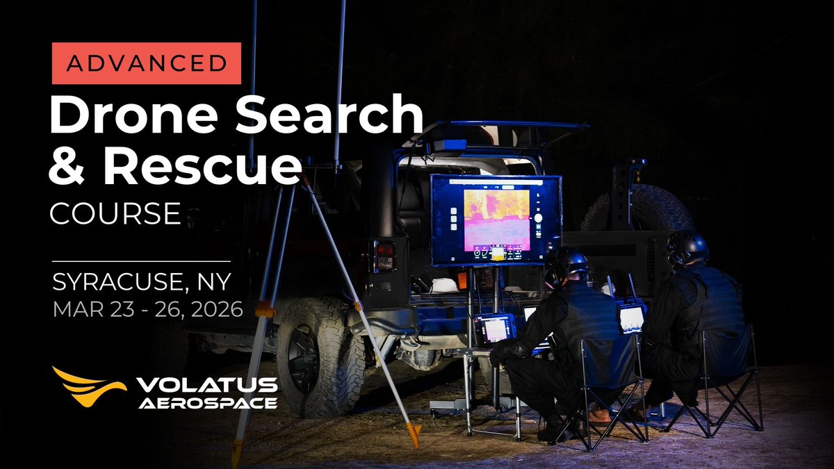 VolatusAero's tweet image. Volatus Academy's Advanced Drone Search &amp;amp; Rescue Course starts in 2 weeks!

Syracuse, NY
March 23–26, 2026.  

Register now to secure your spot and learn how to apply drone technology where it matters most: bit.ly/4sjZIFt  

#SAR #EmergencyResponse #VolatusAcademy