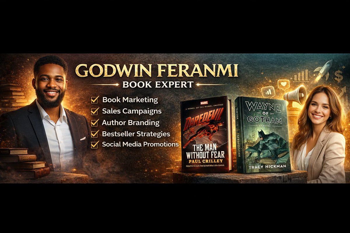 godwin56266's tweet image. My banner is the first thing readers see, and as GODWIN FERANMI | Book Marketing Expert, I help authors build powerful author branding with professional banners, marketing strategies, and promotions that attract readers and grow book sales.
#AuthorBranding #BookMarketingExpert