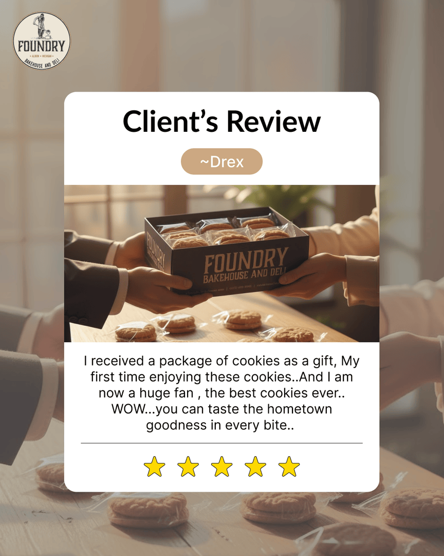 FoundryBake's tweet photo. Client love hits different when it’s this real 🤎
Nothing makes us happier than turning a first bite into a forever favorite. 🍪✨

#FoundryBakehouse #ClientReview #CookieLovers #FreshlyBaked #SweetMoments https://t.co/LirbPdnhd4