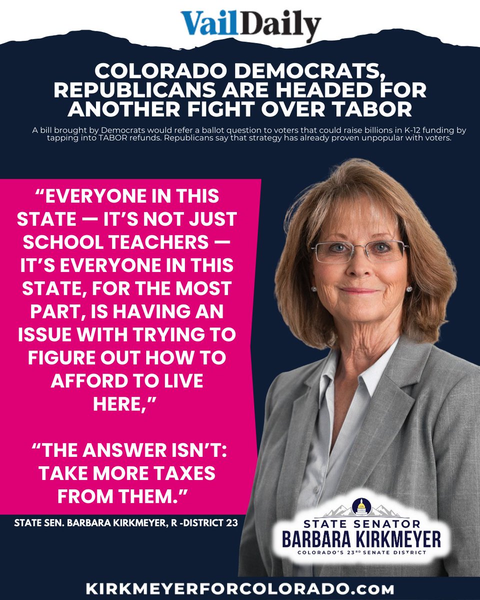 Senator Barbara Kirkmeyer tweet media