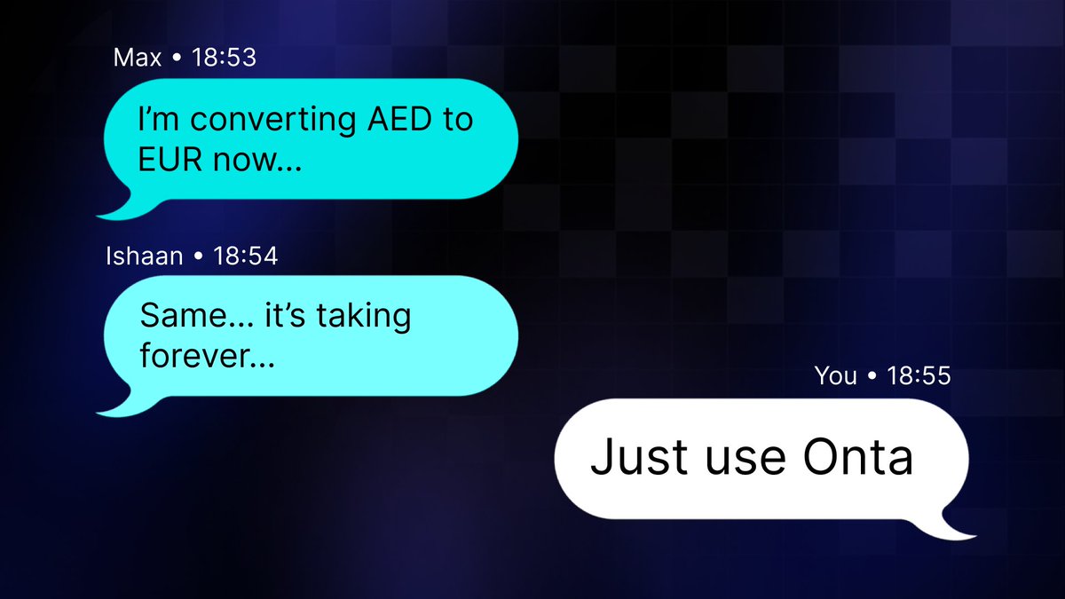 Your friends converting currencies:

"How much is that in AED?"
"What's the exchange rate?"
"Why did I just lose $8 in fees?"

You with Onta: tap. Paid.