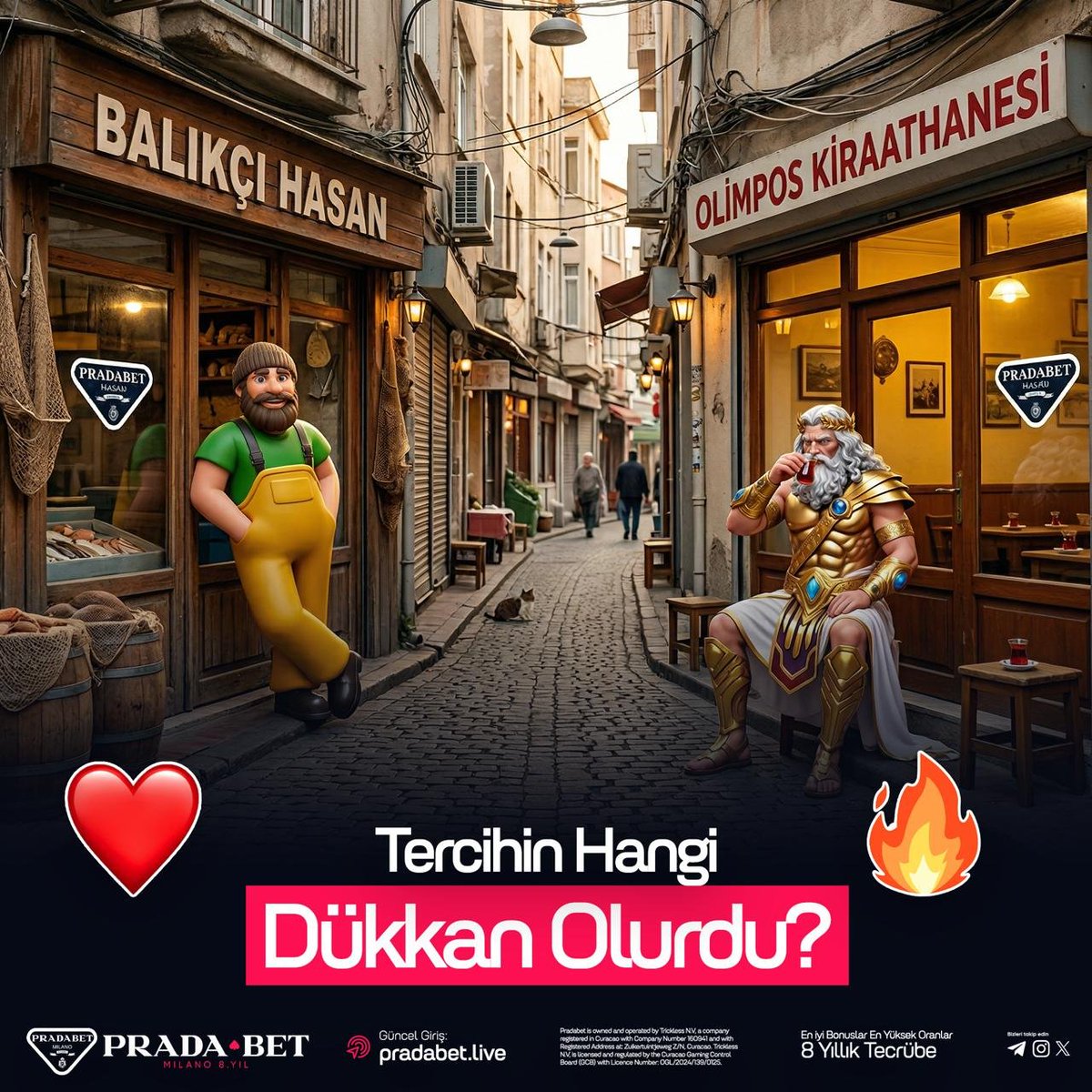 pradaexclusive1's tweet photo. ❤️ Balıkçı Hasan mı, Olympos mu? 🔥

🎁 Tarafını Seç! 

🍀 Bu sokakta şansını kendin yaratırsın! Görseldeki dükkanlardan hangisi senin kazanç kapın olurdu? Balıkçının sabrı mı, Olympos'un gücü mü? 
Telegram Kanalımıza Katıl Tarafını Seç Kodu Kap ! https://t.co/nf5vfmxyfb https://t.co/DD6jqdCFVy