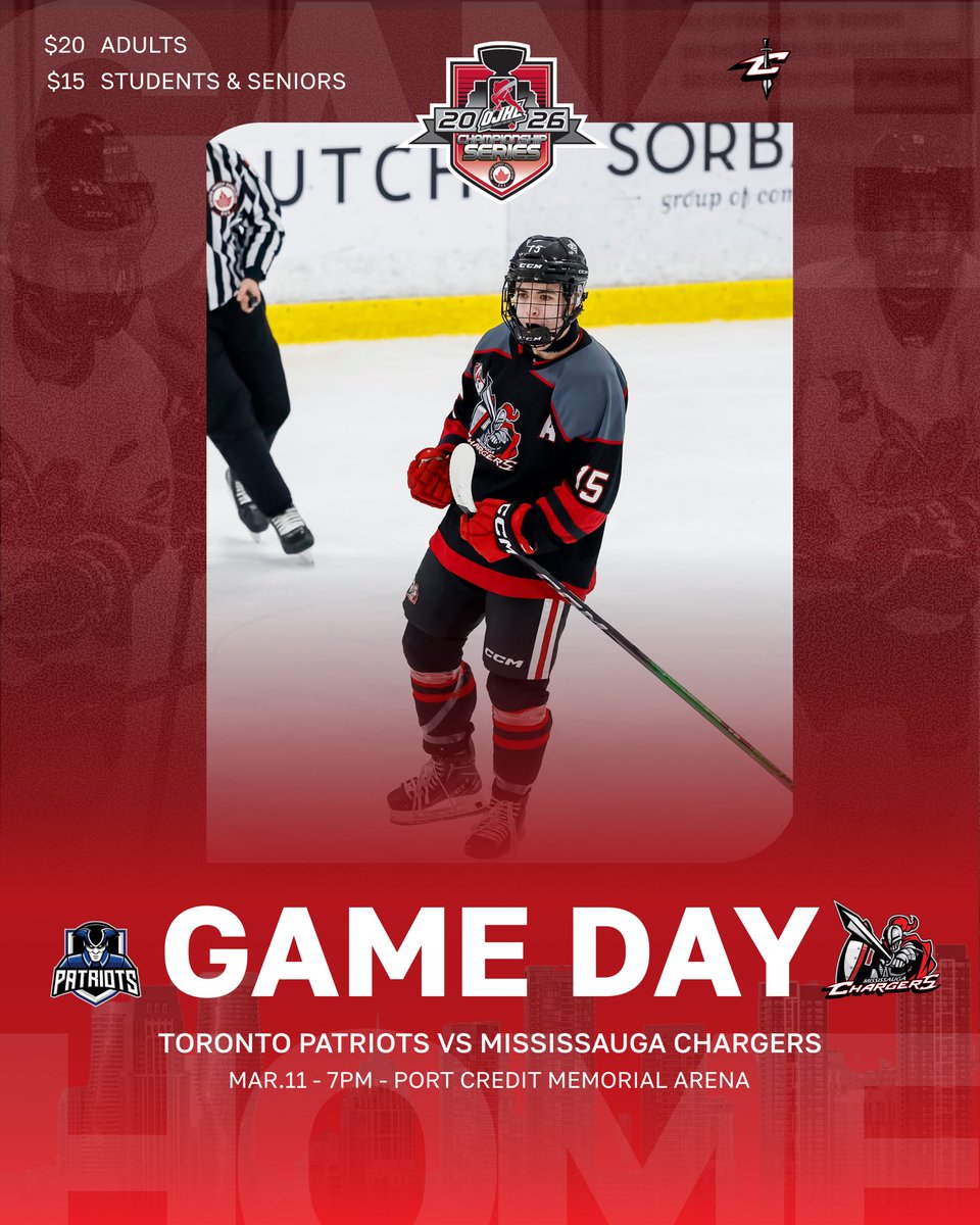 chargersojhl's tweet photo. Playoff hockey in Port Credit tonight. ⚡️
Game 4 vs the Patriots and the Chargers are ready to leave it all out there as they look to keep the series alive on home ice. Let’s go!
#ChargersHockey #OJHLPlayoffs #RoadToFour #BringTheEnergy https://t.co/ME8F397CSN
