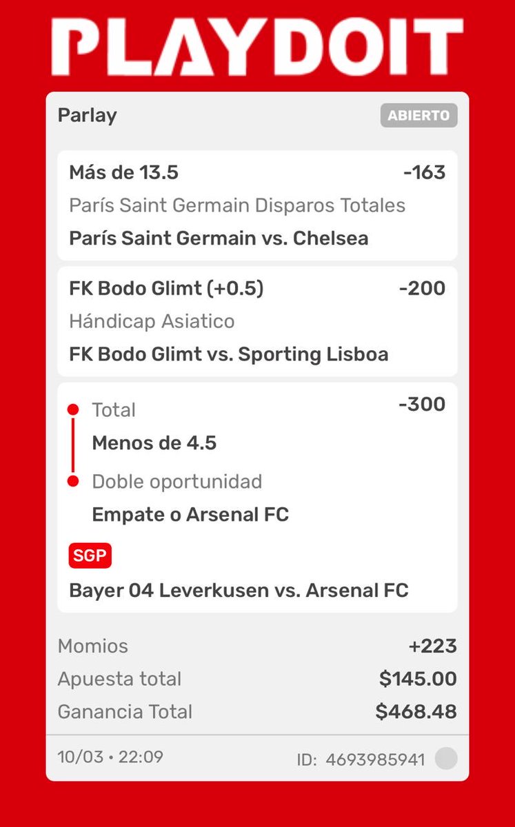 ElLeonPicks05's tweet photo. 🦁🔥 SUPER PARLAY DEL DÍA 🔥🦁
Vamos con una combinada potente buscando pegar un buen cobro. 💰📈
Momio total: +223 Stake: 5/10
Hoy el león sale con hambre de verde. 🦁💵 ¡Vamos a cobrar!
#ApuestasDeportivas #Tendencia #SportsBetting #GamblingTwitter #Champions #Psg #Almomento https://t.co/oCAz1piqBB