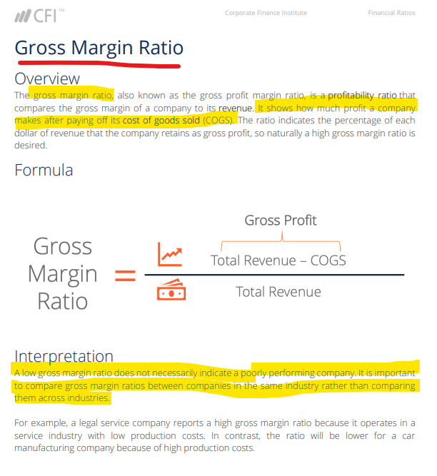 MeherJazibAli's tweet image. Gross Profit: The last part of the gross profit portion of the income statement is the gross margin, which you get by subtracting the cost of goods sold from the net sales.

GP Margin: When you divide gross profit by net sales.

Ref: CFI Inst. 

#IncomeStatement #KSE100 #PSX